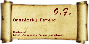 Orszáczky Ferenc névjegykártya