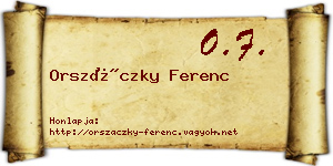 Orszáczky Ferenc névjegykártya