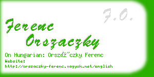 ferenc orszaczky business card